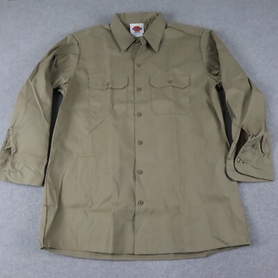 Dickies Shirt Mens 16-16.5 32/33 Utility Flap Pocket Work Button Up Long Sleeve