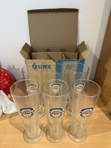 LOT 6 VERRES BIERE Messina Birra Di Sicilia Rare Collector Neuf - Foto 2 di 5