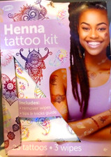 Henna Temporary Tattoo Kit 25 tattoos and 3 wipes