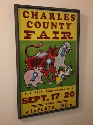 Vintage Authentic Original 1998 Charles Country Fair La Plata Maryland Framed