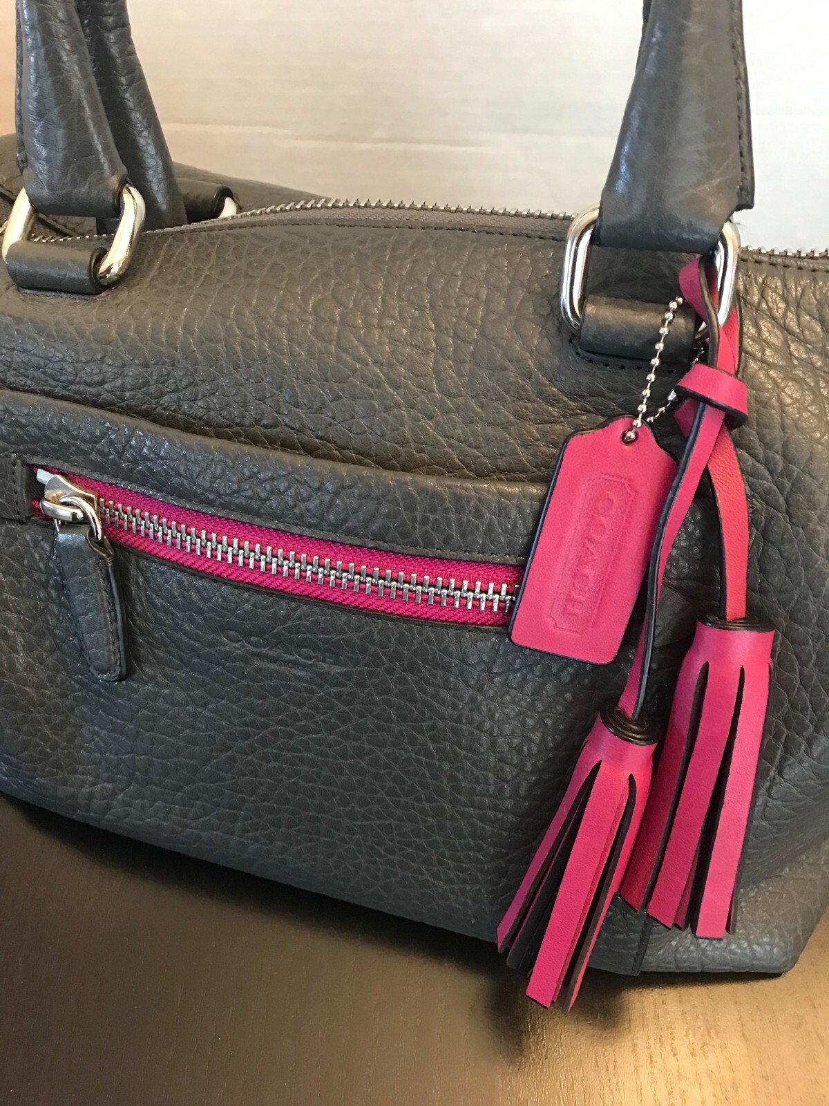 Coach Leather Hand & Shoulder Bag Gray and Rose 2 tone eBay