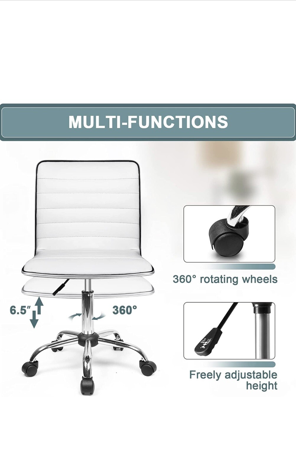 Flash Furniture Mid-back Armless Ribbed DESIGNER Task Chair White
