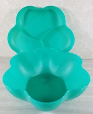 Tupperware Aqua Chip n Dip Server w/ Divided Lid No Dip Bowls #4624