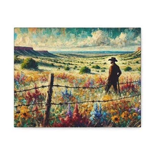 Original Impressionist Texas Cowboy Canvas Print Stretched Wall Art 7 Sizes 
