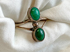 Sterling Silver Malachite Ring 2.19g Fine Jewelry Size 5 Band Oval Bezel READ 