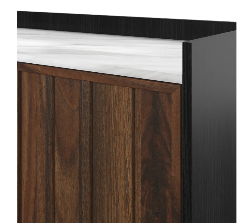 Twin Star Home 双色中世纪餐边柜带人造大理石上衣 — 第 3/4 张图片