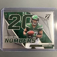 2022 Panini Zenith Breece Hall rookie card #BN-BH Behind the Numbers. rookie card picture