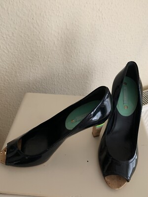 CELINE Hohe Schuhe Pumps mit 8 cm Absatz High Heels Lackleder Gr.40 Schwarz