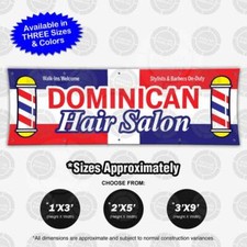 Image of DOMINICAN HAIR SALON II Banner Sign Beauty Barber Lounge Display Color Flag Pole