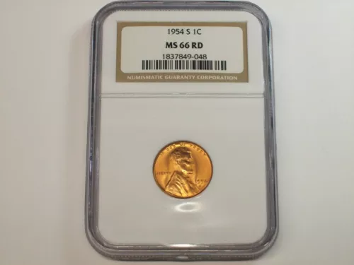 1954-S Lincoln Cent  NGC MS-66 Red    SN6740