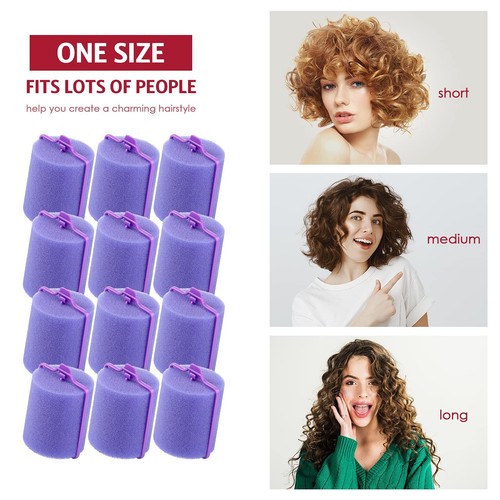 12 Pcs Jumbo Foam Sponge Hair Rollers 1.89 Inch Soft Sleeping Curlers Flexible L - Picture 6 of 6