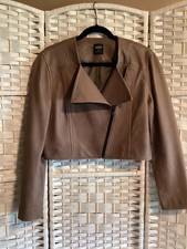 Saturday Kate Spade taupe lamb Leather cropped Jacket sz L
