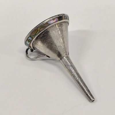 Taxco Mexico 925 Sterling Silver Perfume Mini Funnel Abalone Inlay Vintage 