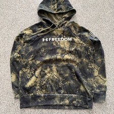 Under Armour UA Freedom Hoodie Womens M Rival Pullover Fleece Camo 1386361