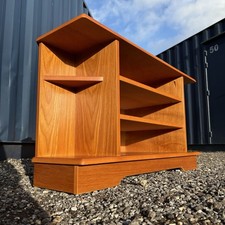 Mid Century Teak TV Stand, Retro Vintage Media Unit With Open Storage Shelving