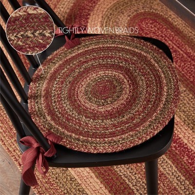 Cider Mill Jute Chair Pad 15'' Set of 6 Country Rustic Burgundy Olive Green VHC