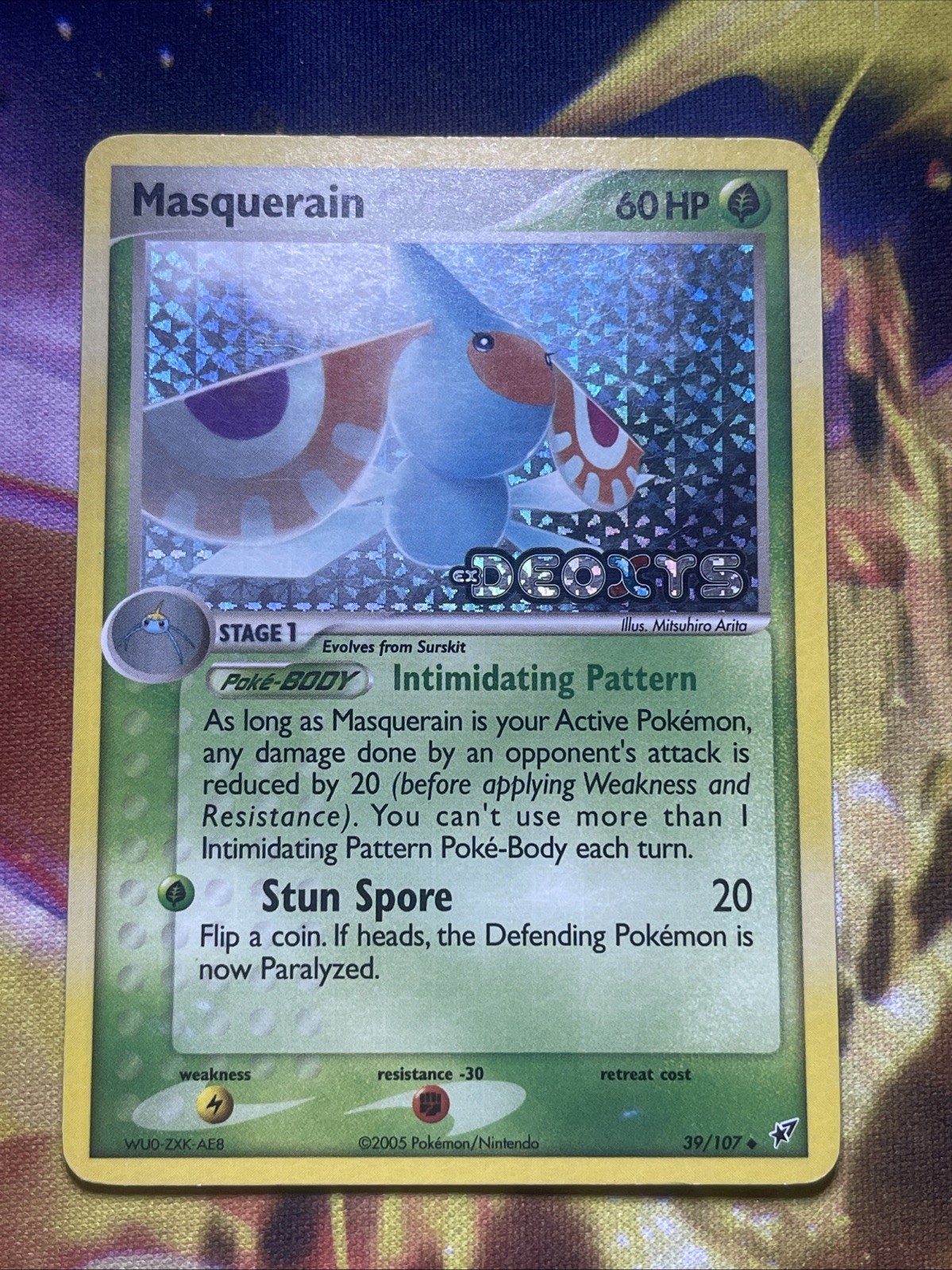 Masquerain 39/107 Reverse Holo Stamped Pokemon EX Deoxys 2005 TCG Era Card