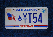 2004 Arizona VETERAN License Plate # T54