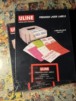 2 Boxes ULINE S-5047BLU Premium Laser Labels 2-5/8  x 1  Blue 6000 Total Sealed