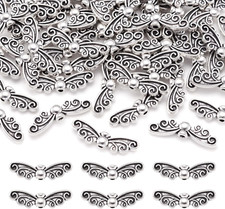 50Pcs Antique Silver Dragonfly Wing Spacer Charm Beads 7X22Mm Tibetan Detailed C