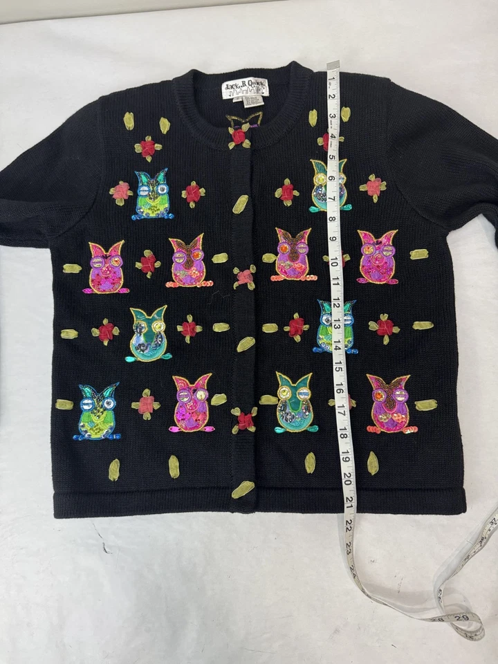 Suéter JACK B QUICK De Colección Y2K 99s Colorido Manga Larga Diseño Cuentas Búho Talla S Foto 3 de 4