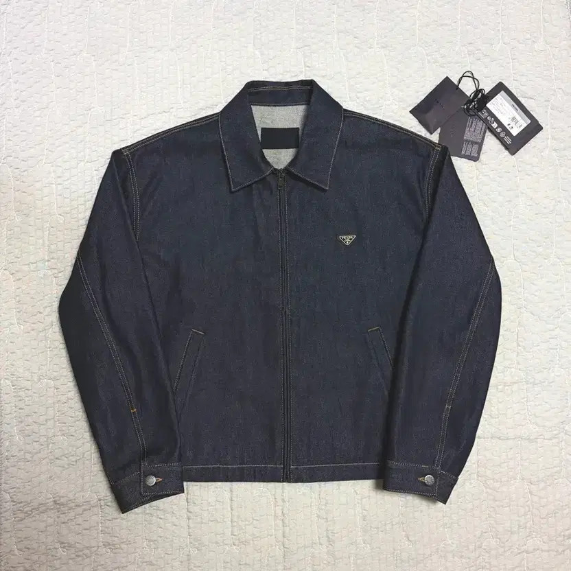 Prada Denim Jacket with Triangle Logo XL Navy Rare thumbnail 2