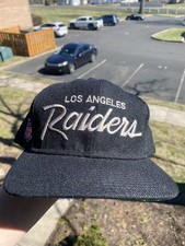 Vintage 90s Sports Specialties Los Angeles Raiders Snapback Script Hat 100% Wool