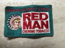  VINTAGE RED MAN CHEWING TOBACCO ORIGINAL VINTAGE SEW ON CAP PATCH-NOS-1980's