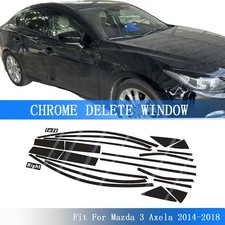 Glossy Black Chrome Delete Window Trims For Mazda 3 Axela 2014-2018 Sedan