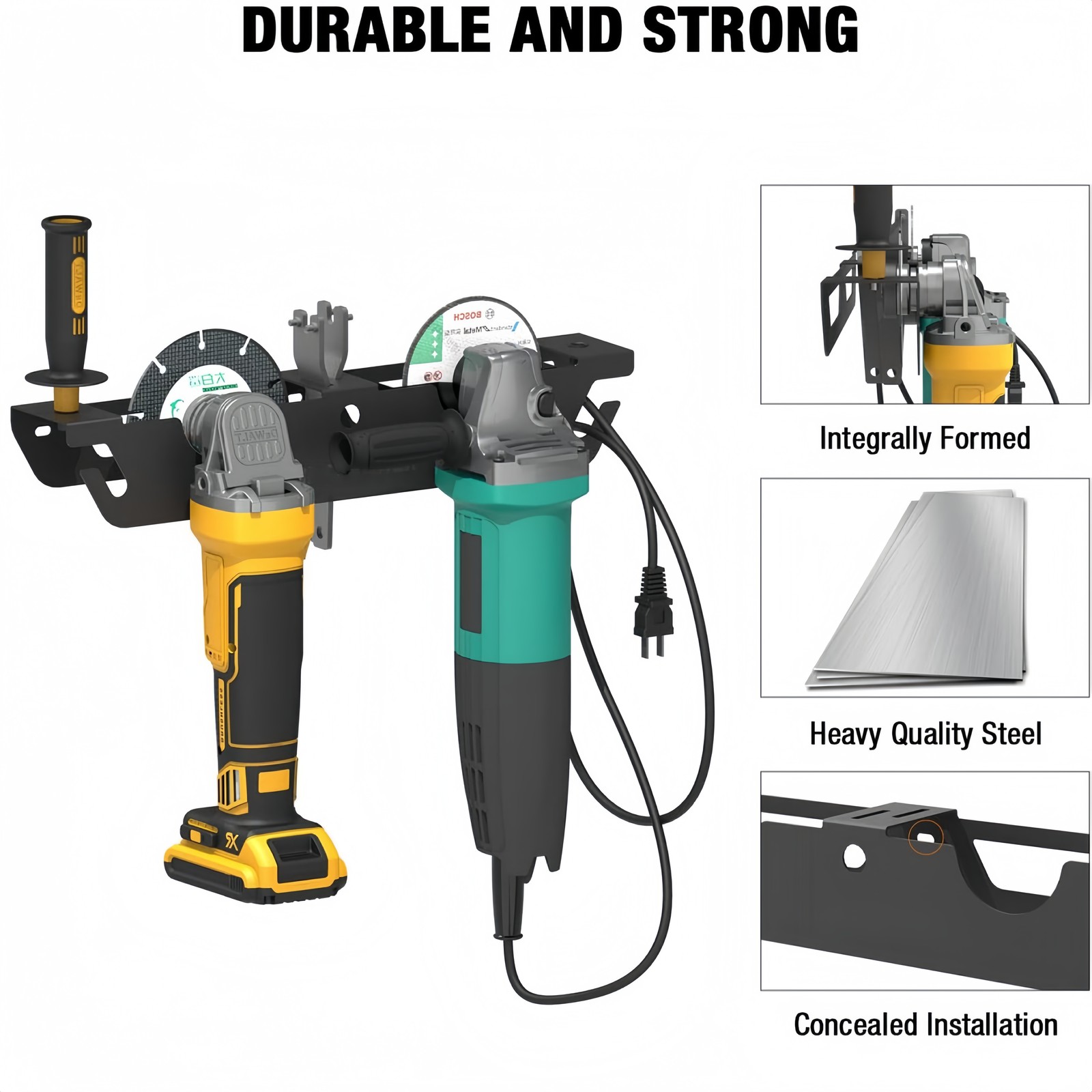 Angle Grinder Holder - 4 Bay Angle Grinder Rack/Stand Storage Rack Wall Mount US