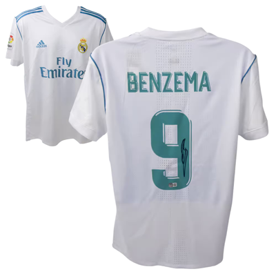 Karim Benzema Signed Real Madrid FC Home Soccer Jersey #9 with