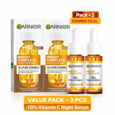 Garnier Bright Complete Night Vitamin C Serum 15 x 2 ml | pack of 2 combo