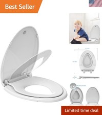 19" Elongated Toilet Seat with Built-In Potty Trainer, Quiet-Close Lid in White