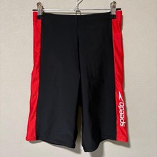 Old clothes speedo speed competitive swimsuit black/red spats men's L