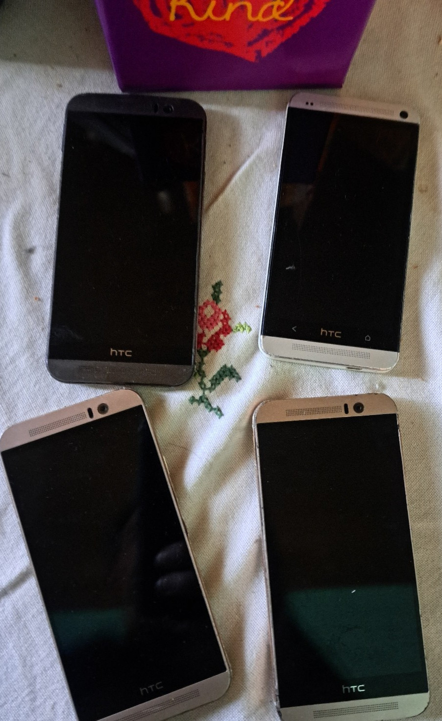 Lot of 4 HTC m9  - 32GB - for repairs (T-Mobile Unlcke) ~