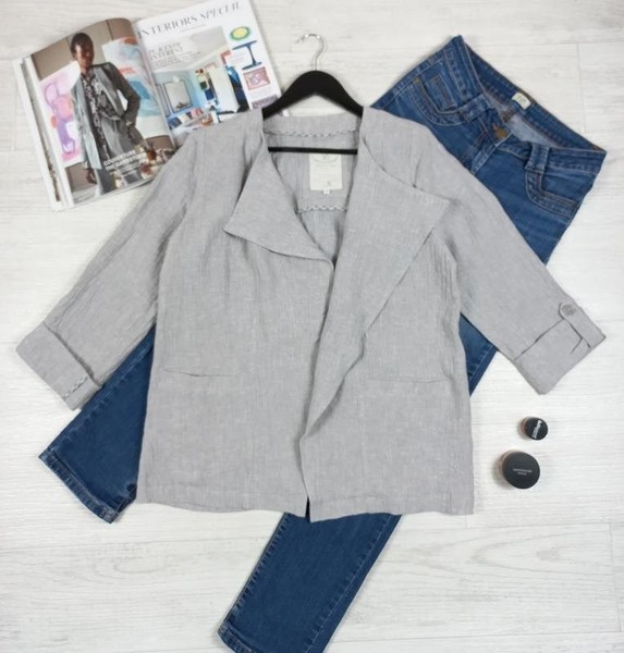 Women White Stuff Jacket Grey Linen 38 / M / 46