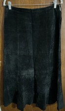 Vintage 90s SPIEGEL Women  s Size 8 Leather Tiered Flared Midi Skirt
