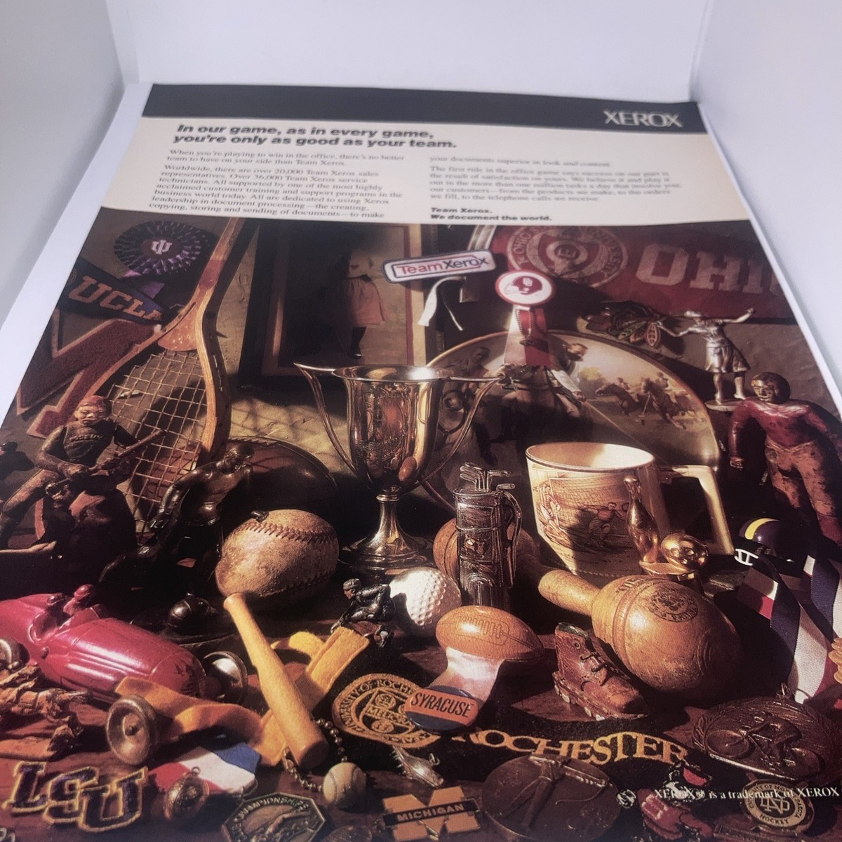 Xerox Copy Machine Vintage Print Ad 1989 8”X11” “TeamXerox