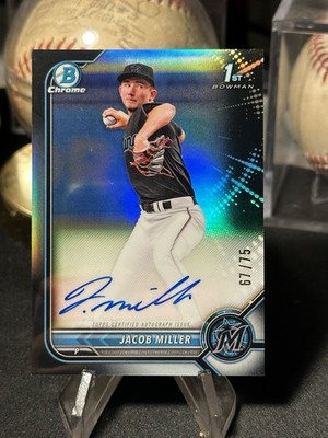 2022 Bowman Chrome 1st Black Refractor Jacob Miller Rookie Auto # /75 CDA-JMR