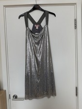Versace H&M Silver Chain mail Metallic Dress Sz 16 BNWT