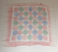 Vintage Sheer Chiffon Scarf Head Neck Square Polka Dot Nylon Japan 23x27