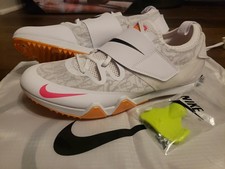 Size 13 Nike Mens Pole Vault Elite Track  Field Jumping Spikes White AA1204-101