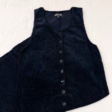 Vintage 90s Y2K Corduroy Dress Academia Pockets Button Down 100% Cotton Medium M
