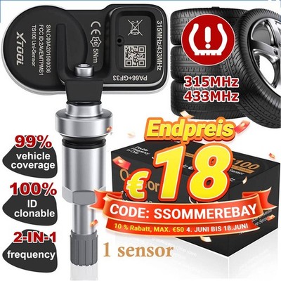 1 Stück XTOOL TS100 TPMS-Sensoren Reifendruck-System-Neuanlern-Tool 433/315 MHz
