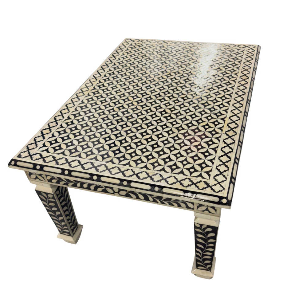 Handcrafted Bone Inlay Coffee Table, 24" x 36" x 17", NO TARIFFS - Image 3 of 4