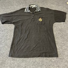 Rothschild Polo Mens Size M Charcoal Grey Striped Collar Crest USA Made Vintage