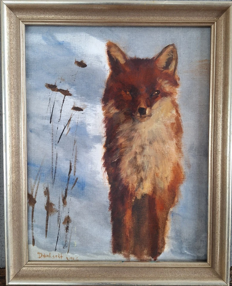 Original Ölgemälde Oil Painting Peinture Fuchs Fox Fine Art Impressionism Rahm  - Bild 1 von 4
