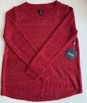Rafaella Women s Ruby Red Sequin Sweater Size PXS NWT Retails $72