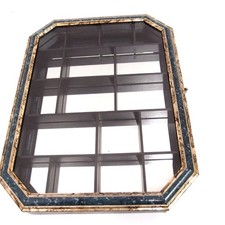 Vetrina Parfum Collection legno nero oro vetro porta 42 cm 17 scomparti vetrina sospesa