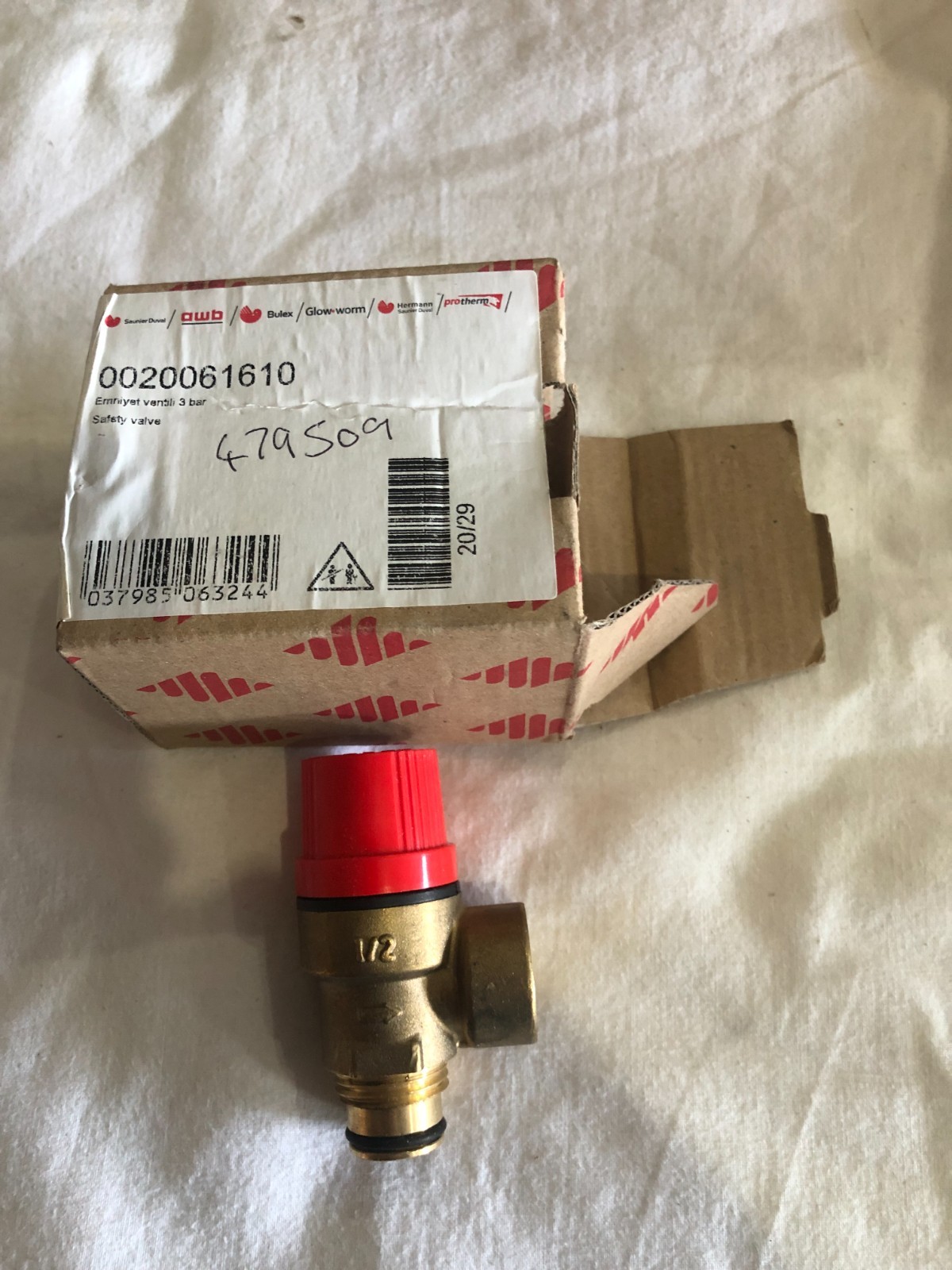 Glow-worm 0020061610 safety valve 3.5 bar (Genuine Part) BRAND NEW